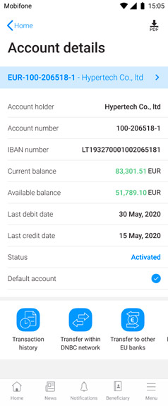 What are all icons at the bottom of the account details and card details page? What are all icons at the bottom of the account details and card details page?